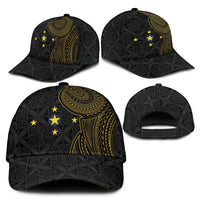Niue Polynesian Hiapo Tattoo Art Classic Cap Half Style Black Gold Color LT03 - Polynesian Pride