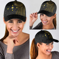 Niue Polynesian Hiapo Tattoo Art Classic Cap Half Style Black Gold Color LT03 - Polynesian Pride