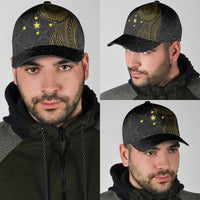 Niue Polynesian Hiapo Tattoo Art Classic Cap Half Style Black Gold Color LT03 - Polynesian Pride