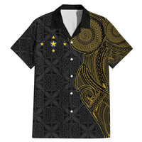 Niue Polynesian Hiapo Tattoo Art Family Matching Mermaid Dress and Hawaiian Shirt Half Style Black Gold Color - Polynesian Pride