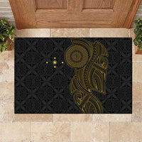 Niue Polynesian Hiapo Tattoo Art Rubber Doormat Half Style Black Gold Color - Polynesian Pride