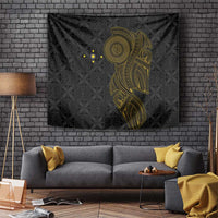 Niue Polynesian Hiapo Tattoo Art Tapestry Half Style Black Gold Color - Polynesian Pride