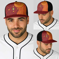 Niue Polynesian Hiapo Tattoo Art Baseball Net Cap Half Style Red Yellow Color LT03 - Polynesian Pride