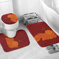 Niue Polynesian Hiapo Tattoo Art Bathroom Set Half Style Red Yellow Color - Polynesian Pride