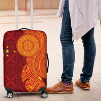 Niue Polynesian Hiapo Tattoo Art Luggage Cover Half Style Red Yellow Color - Polynesian Pride