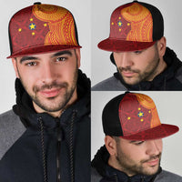 Niue Polynesian Hiapo Tattoo Art Mesh Trucker Cap Half Style Red Yellow Color LT03 - Polynesian Pride