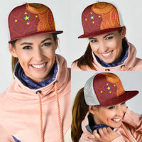 Niue Polynesian Hiapo Tattoo Art Mesh Trucker Cap Half Style Red Yellow Color LT03 - Polynesian Pride