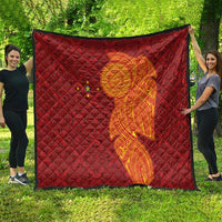 Niue Polynesian Hiapo Tattoo Art Quilt Half Style Red Yellow Color - Polynesian Pride