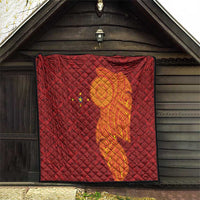 Niue Polynesian Hiapo Tattoo Art Quilt Half Style Red Yellow Color - Polynesian Pride