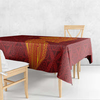 Niue Polynesian Hiapo Tattoo Art Tablecloth Half Style Red Yellow Color - Polynesian Pride