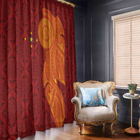 Niue Polynesian Hiapo Tattoo Art Window Curtain Half Style Red Yellow Color - Polynesian Pride