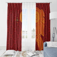 Niue Polynesian Hiapo Tattoo Art Window Curtain Half Style Red Yellow Color - Polynesian Pride