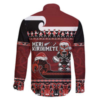 New Zealand Christmas Family Matching Puletasi and Hawaiian Shirt Meri Kirihimete Aotearoa Warrior on Waka with Maori Art Tattoo