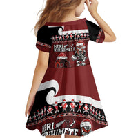 New Zealand Christmas Family Matching Tank Maxi Dress and Hawaiian Shirt Meri Kirihimete Aotearoa Warrior on Waka with Maori Art Tattoo LT03 - Polynesian Pride