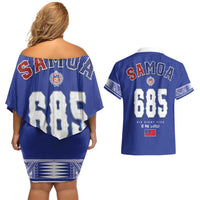 Toa Samoa Rugby Couples Matching Off Shoulder Short Dress and Hawaiian Shirt Six Eight Five to The World
