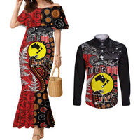 Aotearoa and Australia Toitu Te Tiriti Couples Matching Mermaid Dress and Long Sleeve Button Shirt Honour the Treaty - Te Tiriti Is Us