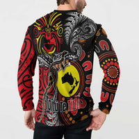 Aotearoa and Australia Toitu Te Tiriti Button Sweatshirt Honour the Treaty - Stand Together Stand Stronger