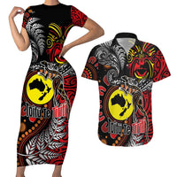 Aotearoa and Australia Toitu Te Tiriti Couples Matching Short Sleeve Bodycon Dress and Hawaiian Shirt Honour the Treaty - Stand Together Stand Stronger