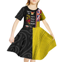 Aotearoa and Niue Toitu Te Tiriti Kid Short Sleeve Dress Honour the Treaty - Fight Together Stand Together