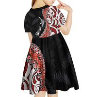 Aotearoa Maori Stylized Koru - Silver Ferns Kid Short Sleeve Dress LT03 - Polynesian Pride