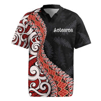Aotearoa Maori Stylized Koru - Silver Ferns Rugby Jersey