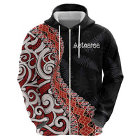 Aotearoa Maori Stylized Koru - Silver Ferns Zip Hoodie