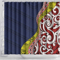 Aotearoa and Niue Shower Curtain Hiapo Maori Stylized Koru