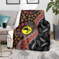 Aotearoa and Australia Blanket Maori Koru Ferns With Aboriginal Kangaroo