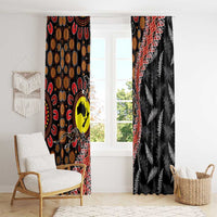 Aotearoa and Australia Window Curtain Maori Koru Ferns With Aboriginal Kangaroo