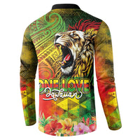 Hawaiian Reggae Button Sweatshirt Jawaiian One Love-Tribal Tatoos and Rastafari Lion LT03 - Polynesian Pride
