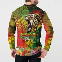 Hawaiian Reggae Button Sweatshirt Jawaiian One Love-Tribal Tatoos and Rastafari Lion LT03 - Polynesian Pride