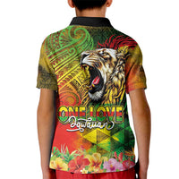 Hawaiian Reggae Kid Polo Shirt Jawaiian One Love-Tribal Tatoos and Rastafari Lion - Polynesian Pride
