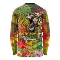 Hawaiian Reggae Long Sleeve Shirt Jawaiian One Love-Tribal Tatoos and Rastafari Lion - Polynesian Pride