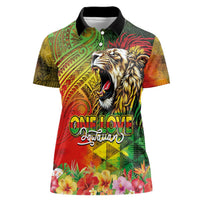 Hawaiian Reggae Women Polo Shirt Jawaiian One Love-Tribal Tatoos and Rastafari Lion - Polynesian Pride