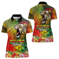 Hawaiian Reggae Women Polo Shirt Jawaiian One Love-Tribal Tatoos and Rastafari Lion - Polynesian Pride