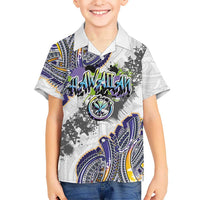 Traditional Art Hawaiian Kakau Tattoos Family Matching Long Sleeve Bodycon Dress and Hawaiian Shirt Graffiti Style - Polynesian Pride
