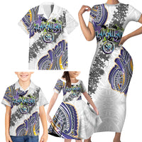 Traditional Art Hawaiian Kakau Tattoos Family Matching Short Sleeve Bodycon Dress and Hawaiian Shirt Graffiti Style - Polynesian Pride
