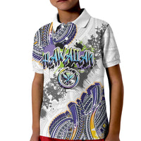 Traditional Art Hawaiian Kakau Tattoos Kid Polo Shirt Graffiti Style LT03 Kid White - Polynesian Pride
