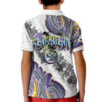 Traditional Art Hawaiian Kakau Tattoos Kid Polo Shirt Graffiti Style LT03 - Polynesian Pride