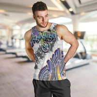 Traditional Art Hawaiian Kakau Tattoos Men Tank Top Graffiti Style LT03 White - Polynesian Pride