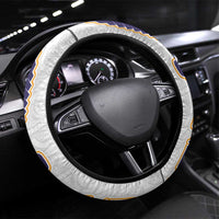 Traditional Art Hawaiian Kakau Tattoos Steering Wheel Cover Graffiti Style LT03 Universal Fit White - Polynesian Pride