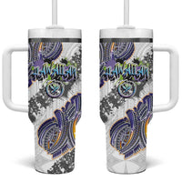 Traditional Art Hawaiian Kakau Tattoos Tumbler With Handle Graffiti Style LT03 One Size: 40 oz White - Polynesian Pride