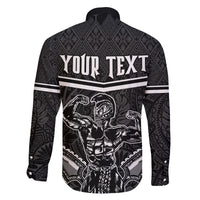 Custom Hawaii Warrior Family Matching Off Shoulder Long Sleeve Dress and Hawaiian Shirt Kakau Quilt Pattern LT03 - Polynesian Pride