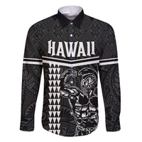 Custom Hawaii Warrior Family Matching Short Sleeve Bodycon Dress and Hawaiian Shirt Kakau Quilt Pattern LT03 Dad's Shirt - Long Sleeve Black - Polynesian Pride