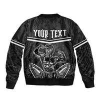 Custom Hawaii Warrior Sleeve Zip Bomber Jacket Kakau Quilt Pattern LT03 - Polynesian Pride