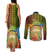 Hawaii Womens Day Wahine Couples Matching Tank Maxi Dress and Long Sleeve Button Shirt Strong Beautiful Woman with Kakau Style LT03 - Polynesian Pride
