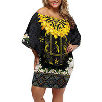 Flores de Mayo and Filipino Fiesta Family Matching Off Shoulder Short Dress and Hawaiian Shirt The Sun-Jasmine and Polynesian Yakan Tattoo Barong Style