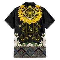 Flores de Mayo and Filipino Fiesta Family Matching Short Sleeve Bodycon Dress and Hawaiian Shirt The Sun-Jasmine and Polynesian Yakan Tattoo Barong Style
