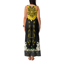 Flores de Mayo and Filipino Fiesta Family Matching Tank Maxi Dress and Hawaiian Shirt The Sun-Jasmine and Polynesian Yakan Tattoo Barong Style