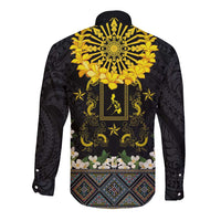 Flores de Mayo and Filipino Fiesta Long Sleeve Button Shirt The Sun-Jasmine and Polynesian Yakan Tattoo Barong Style